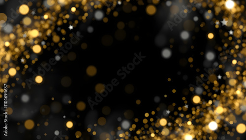 Texture background abstract black and gold Glitter and elegant for Christmas Dust white. Sparkling magical dust particles Magic concept Abstract background with bokeh effect isolated with white high