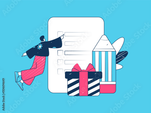 Invite friends to conduct questionnaire flat vector concept operation hand drawn illustration
