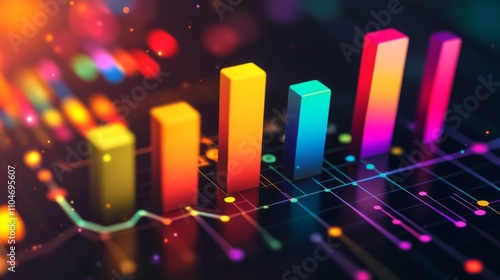 Wallpaper Mural Colorful Bar Graphs with Data Trends and Abstract Background Torontodigital.ca