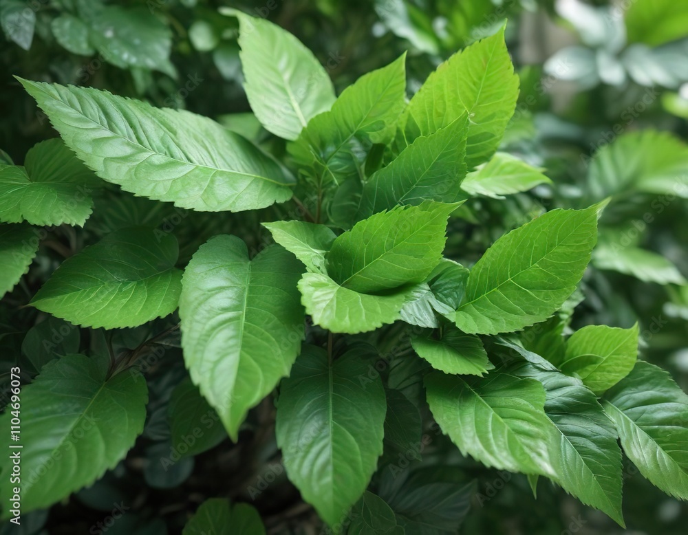 Close-up of vibrant green macro leaves with soft focus background, nature, macro photography Close-up of vibrant green macro leaves with soft focus background, nature, macro photography