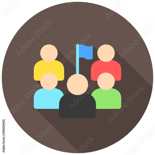 Leadership rounded flat color icon, use for UI, UX, app and web development, digital or print. for industry, education, business, financial, Human Resources theme.