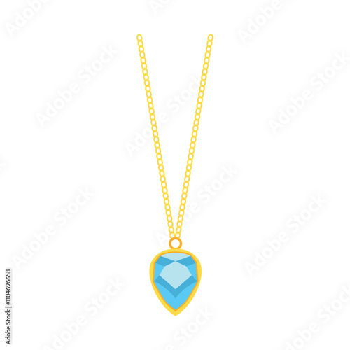 Blue Pendant Necklace Vector Illustartion