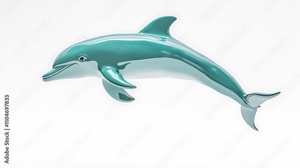 Obraz premium Leaping Dolphin Teal D Render Aquatic Mammal