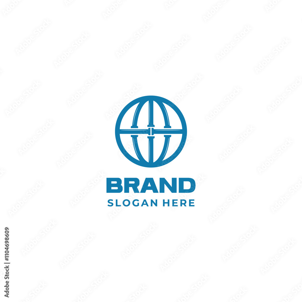 World plumbing logo, globe symbol with pipe connection logo icon template World plumbing logo, globe symbol with pipe connection logo icon template