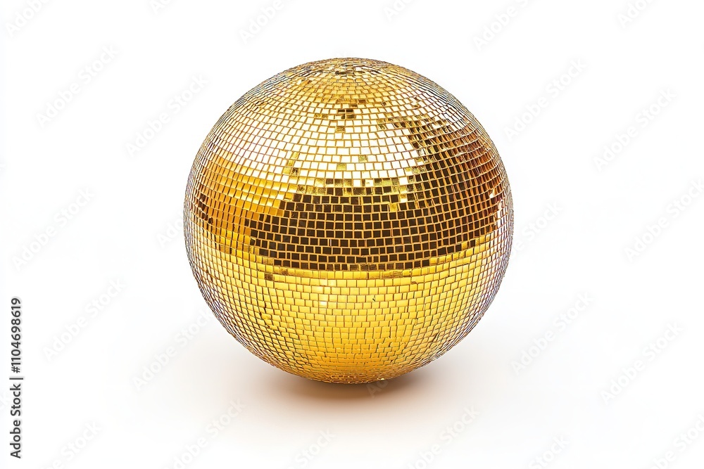 Excellent quality yellow disco ball isolated on a white backdrop. Generative Ai Excellent quality yellow disco ball isolated on a white backdrop. Generative Ai