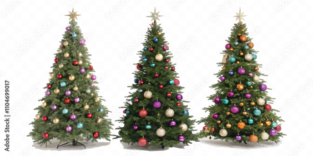 abstract Christmas Tree with lights, red and gold Christmas balls, gold tinsel garland and stars. abstract Christmas Tree with lights, red and gold Christmas balls, gold tinsel garland and stars.
