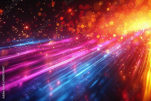 Abstract Vibrant Colorful Light Trails with Dynamic Movement and Bokeh Effects in a Futuristic Digital Universe Backgroundabstract