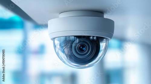 Modern Security Camera Installed on Ceiling in Contemporary Setting