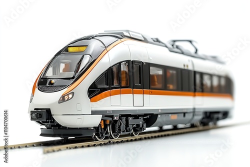 An lonely modern train on a white backdrop. Generative Ai