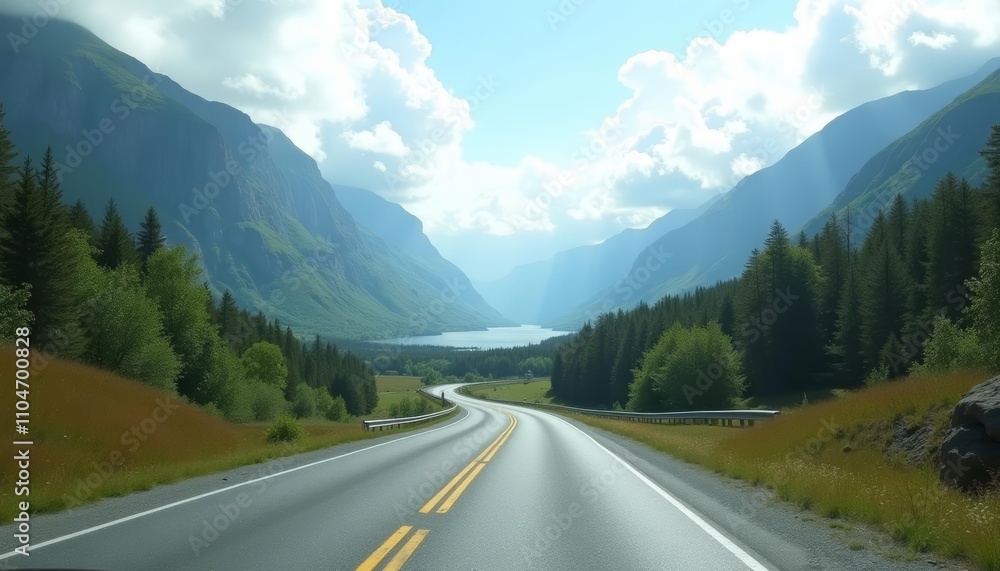 Exploring the scenic mountain highway Exploring the scenic mountain highway