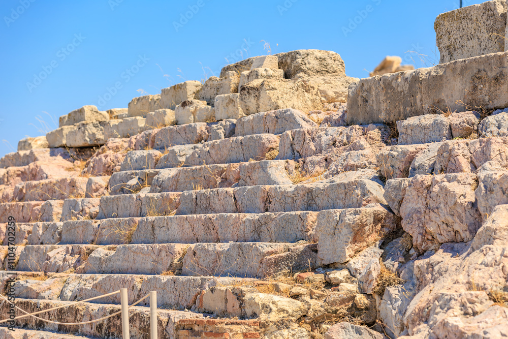 A stone wall with a series of steps, Acropolis in Athens