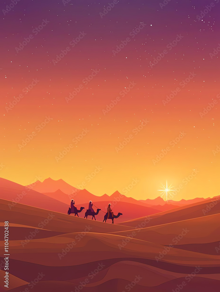 Silhouetted travelers on camels against a stunning desert sunset. A serene moment capturing adventure and exploration. Silhouetted travelers on camels against a stunning desert sunset. A serene moment capturing adventure and exploration.