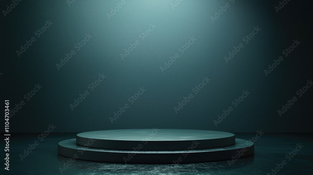 Two-Tiered Circular Platform Against a Dark Green Wall Two-Tiered Circular Platform Against a Dark Green Wall