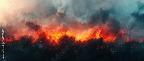 Wallpaper Mural dramatic wildfire with flames and smoke creating an intense atmosphere Torontodigital.ca