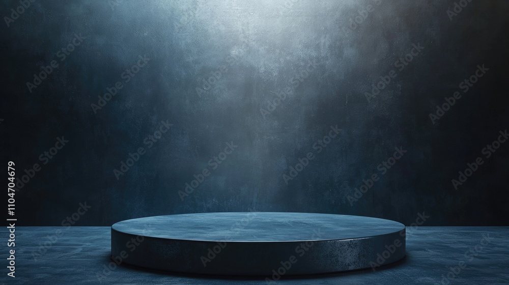 Circular Platform on a Textured Dark Blue Background Circular Platform on a Textured Dark Blue Background