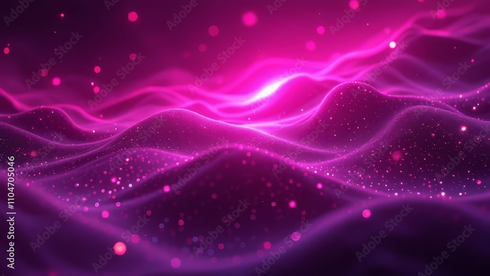 Black backdrop, pink glow, tilted perspective. Black backdrop, pink glow, tilted perspective.