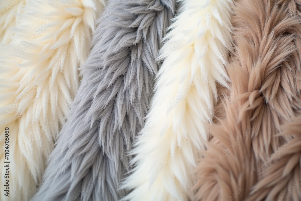 Variety of soft fluffy textures in neutral tones for interior design and fashion Variety of soft fluffy textures in neutral tones for interior design and fashion