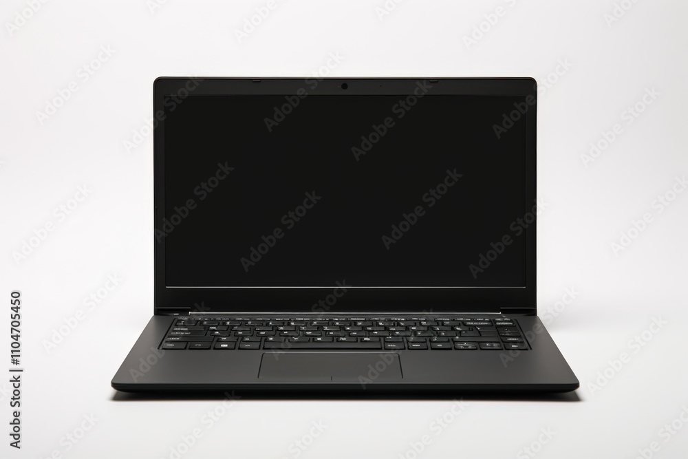 black laptop with blank screen on white background black laptop with blank screen on white background