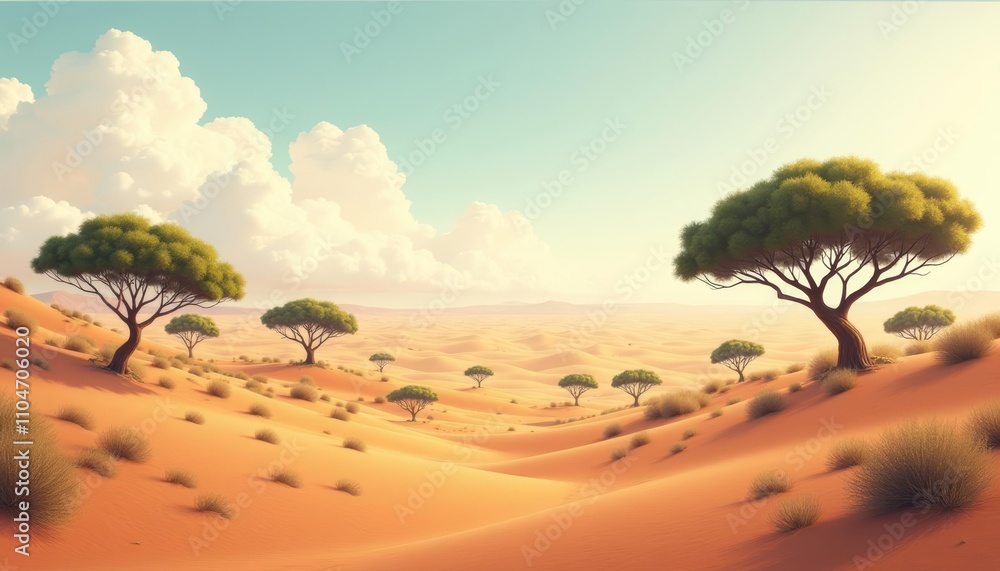 Vast desert landscape under a clear sky Vast desert landscape under a clear sky