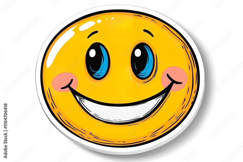 Fototapeta premium Happy sticker in excellent resolution, isolated on a white backdrop. Generative Ai