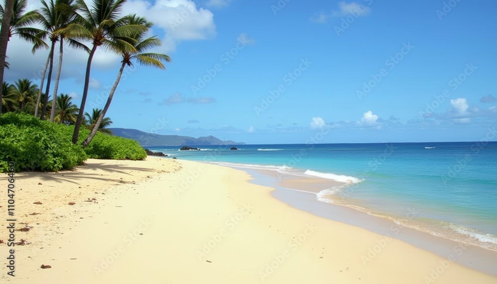 Tranquil beach escape under a clear sky Tranquil beach escape under a clear sky