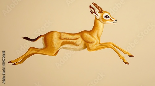 Leaping Dorcas Gazelle  Wildlife Art  African Antelope photo