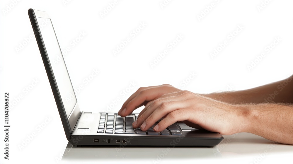 hands typing on a laptop keyboard with a clean background hands typing on a laptop keyboard with a clean background