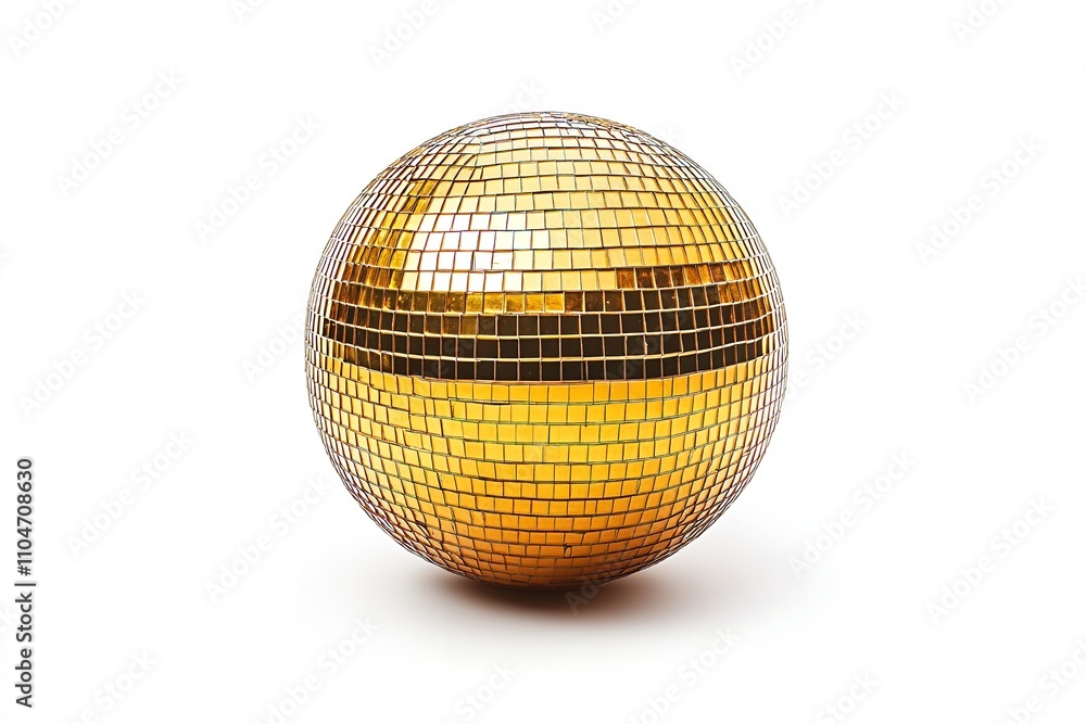 Excellent quality yellow disco ball isolated on a white backdrop. Generative Ai Excellent quality yellow disco ball isolated on a white backdrop. Generative Ai