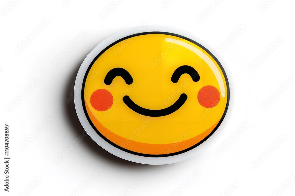 Happy sticker in excellent resolution, isolated on a white backdrop. Generative Ai Happy sticker in excellent resolution, isolated on a white backdrop. Generative Ai