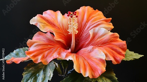 Vibrant Orange Hibiscus Flower Close up