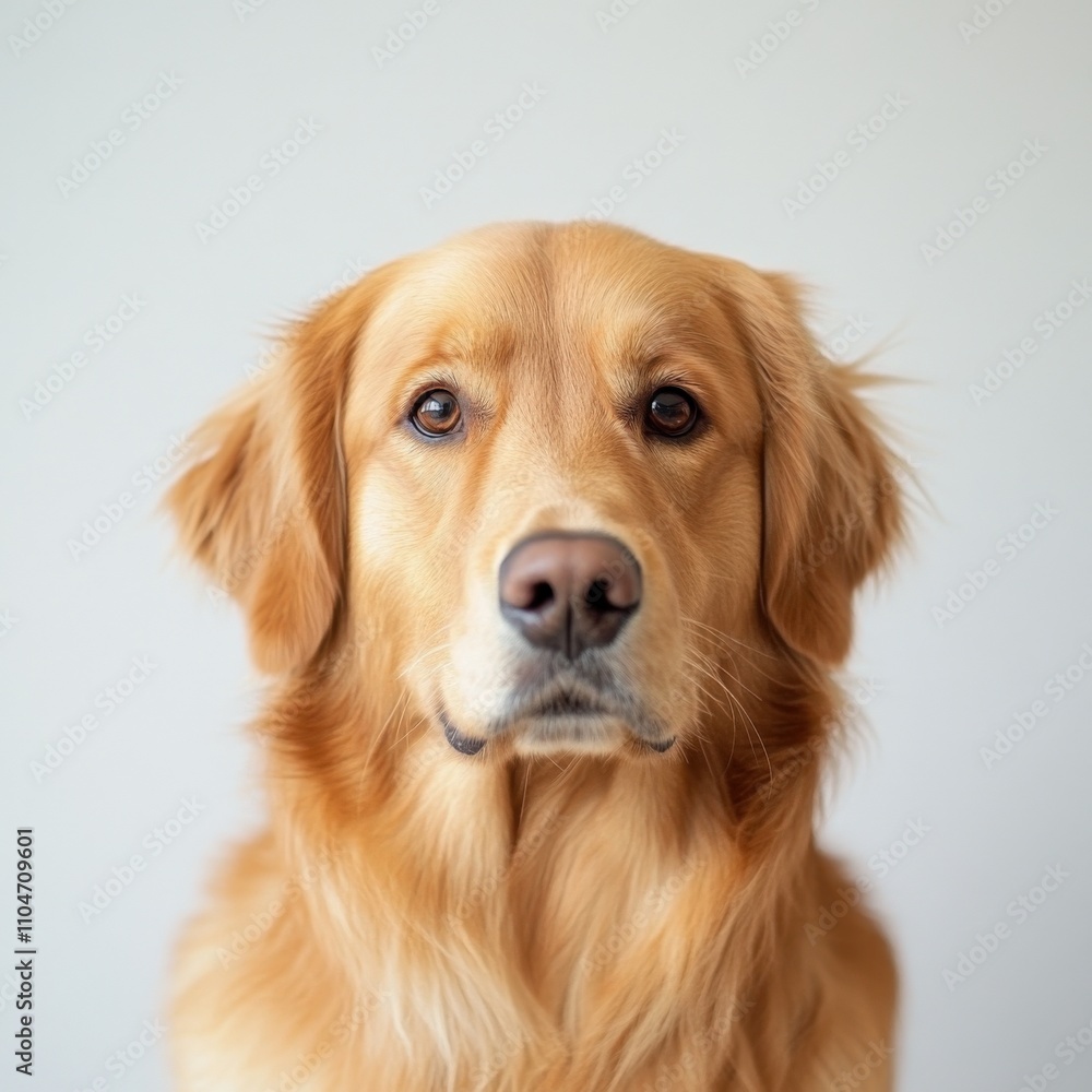 golden retriever portrait with a soft expression