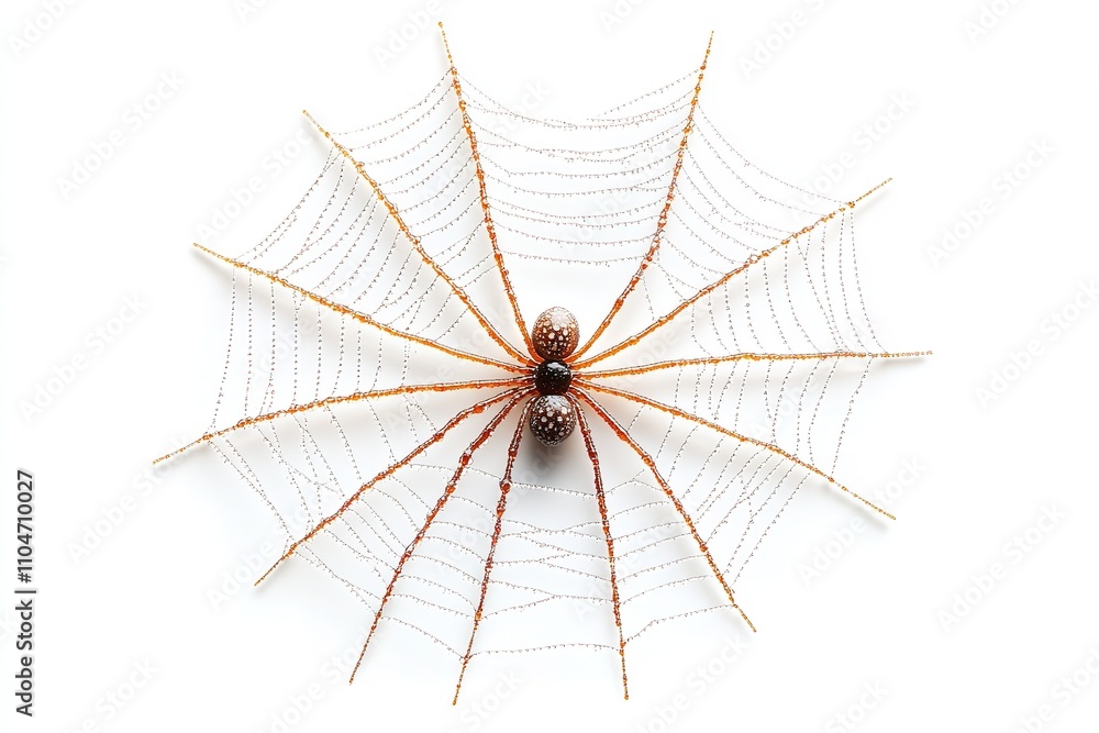 Fototapeta premium Excellent quality spider web isolated on a white backdrop. Generative Ai