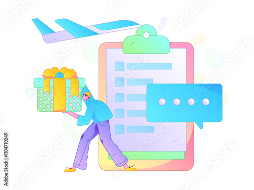 Invite friends to conduct questionnaire flat vector concept operation hand drawn illustration
