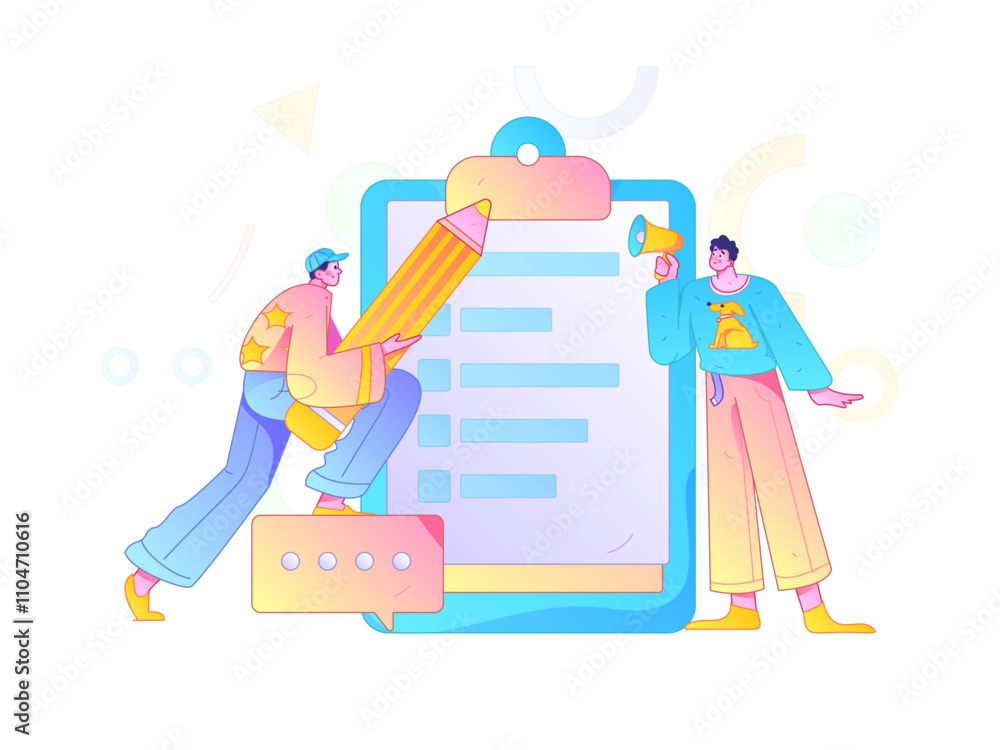 Invite friends to conduct questionnaire flat vector concept operation hand drawn illustration
Invite friends to conduct questionnaire flat vector concept operation hand drawn illustration