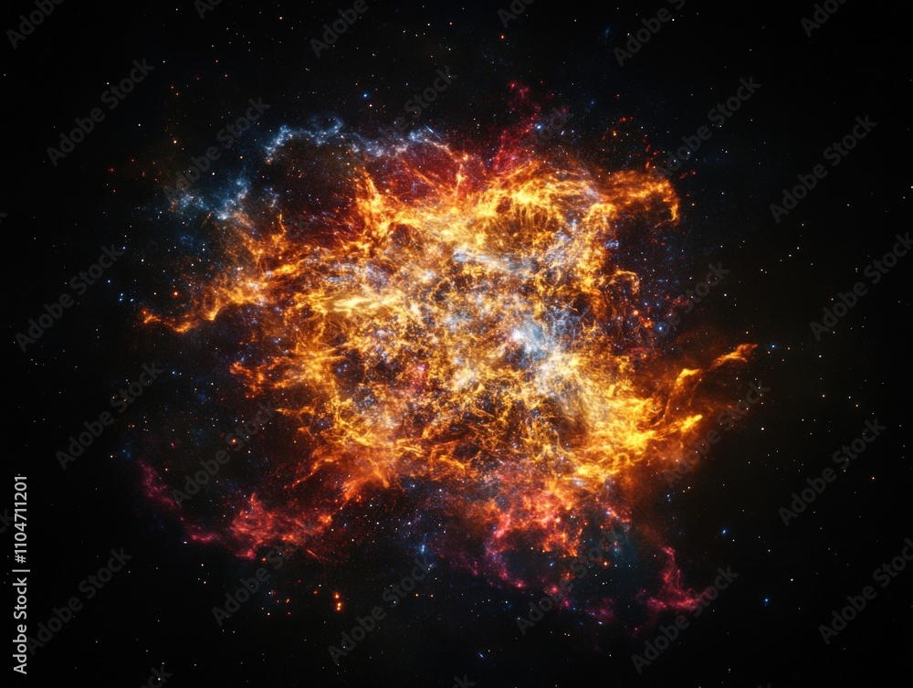 vibrant cosmic nebula with fiery colors and starry background vibrant cosmic nebula with fiery colors and starry background