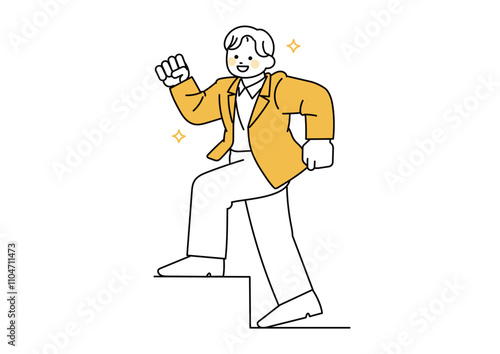 ステップアップしたビジネスマンの男性