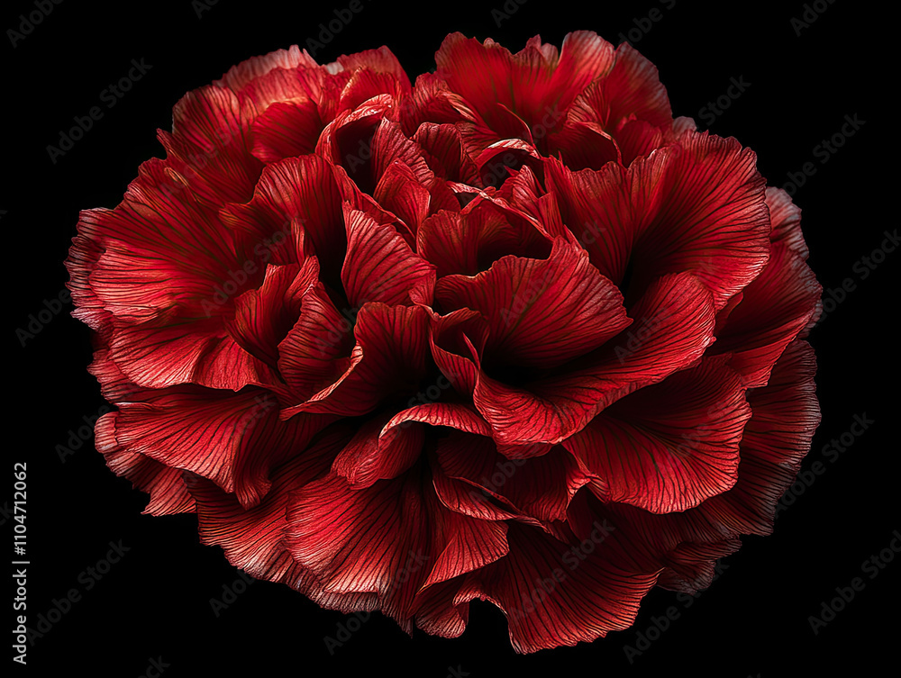 Macro shot of a single red carnation, vibrant and detailed. Macro shot of a single red carnation, vibrant and detailed.