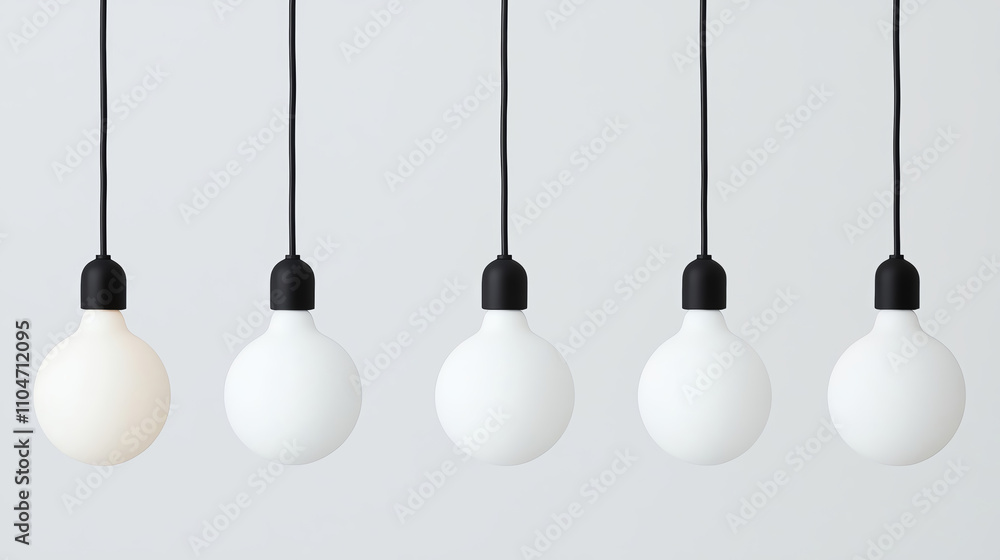 Edison bulb aesthetic. Minimalist pendant lights in row, showcasing modern design with varying brightness. clean lines and soft colors create serene atmosphere Edison bulb aesthetic. Minimalist pendant lights in row, showcasing modern design with varying brightness. clean lines and soft colors create serene atmosphere