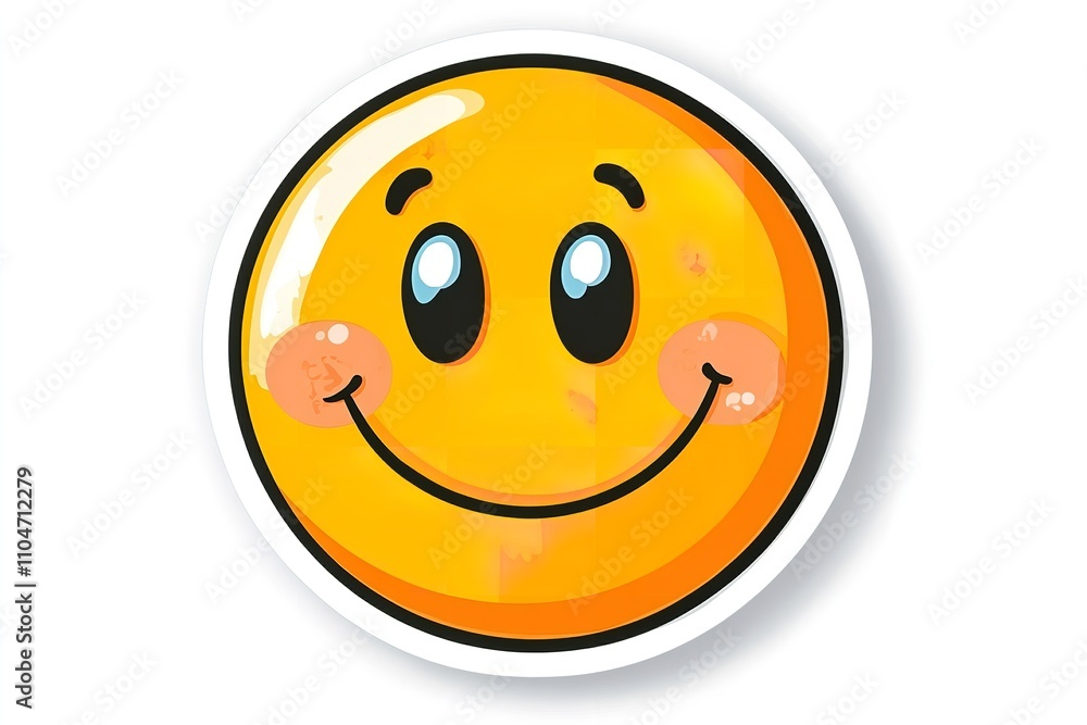 Happy sticker in excellent resolution, isolated on a white backdrop. Generative Ai Happy sticker in excellent resolution, isolated on a white backdrop. Generative Ai