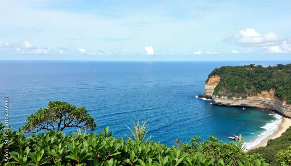Escape to paradise A serene cliffside view of the ocean Escape to paradise A serene cliffside view of the ocean