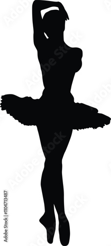 Hand drawn ballerina full body silhouette illustration