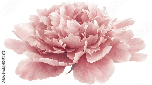 Blush Pink Peony Flower Bloom  Isolated on White Background