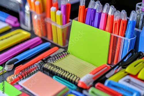 A colorful assortment of stationery items for organization and creativity.