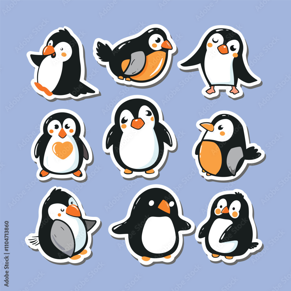 Obraz premium collection of cute penguin vector stickers
