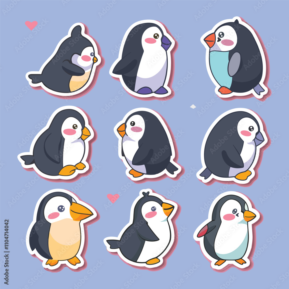 Obraz premium collection of cute penguin vector stickers