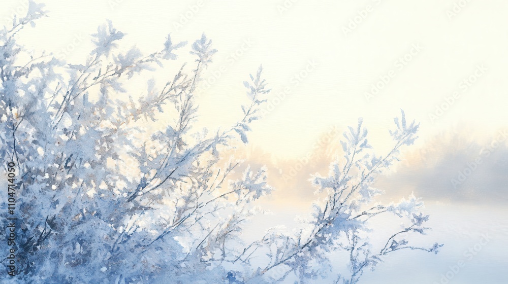 Obraz premium Frosty Watercolor on a Windowpane in Soft Light