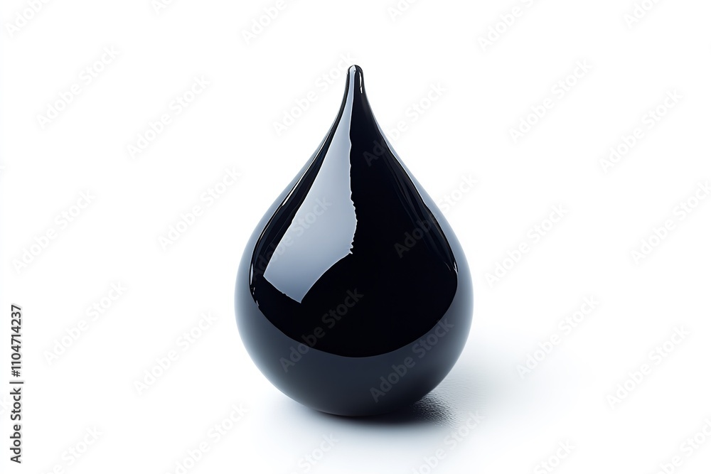 An single oil drop illustration on a white backdrop. Generative Ai An single oil drop illustration on a white backdrop. Generative Ai