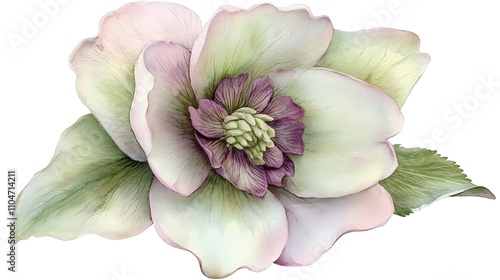 Watercolor Hellebore Flower  Botanical Illustration  Floral Design