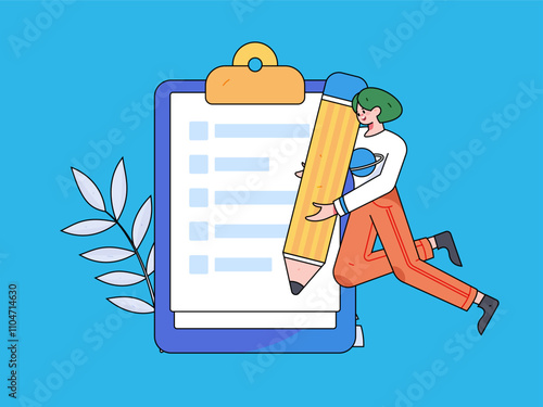 Invite friends to conduct questionnaire flat vector concept operation hand drawn illustration
