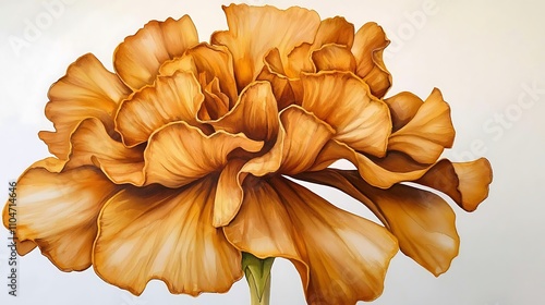 Golden Marigold Flower Watercolor Painting